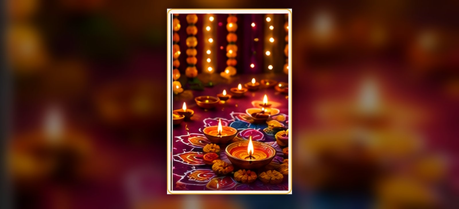 Beautiful glowing diyas and festive Diwali decoration